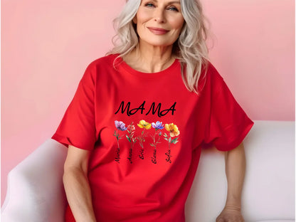 35.Red Comfort Colors 1717 shirt mock-up older ladies C1717 red t-shirt mockup senior female red tshirt mockup grandma womens mock
