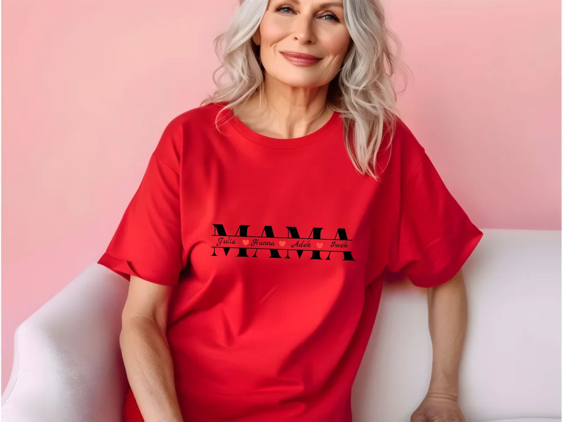 35.Red Comfort Colors 1717 shirt mock-up older ladies C1717 red t-shirt mockup senior female red tshirt mockup grandma womens mock