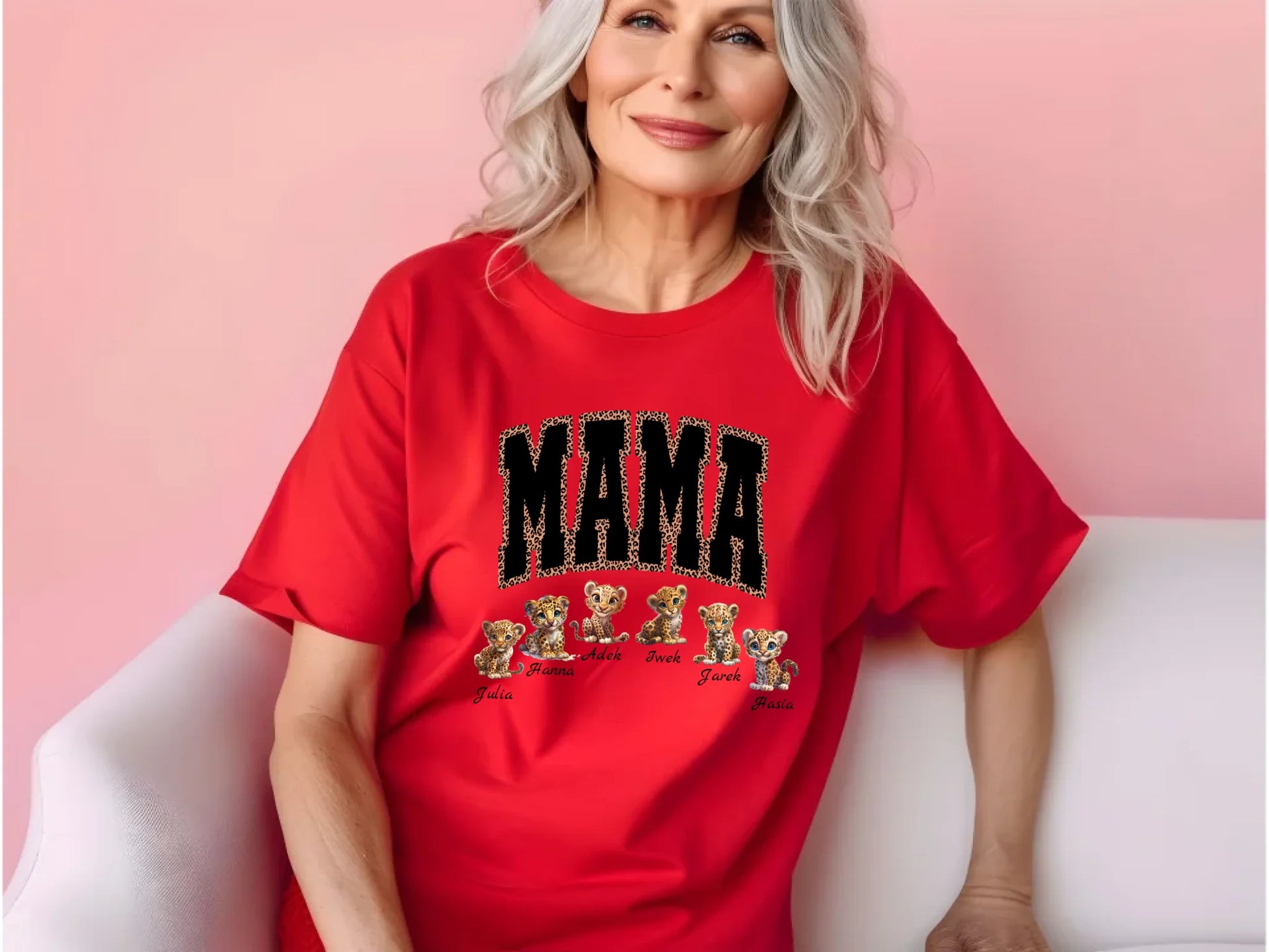 35.Red Comfort Colors 1717 shirt mock-up older ladies C1717 red t-shirt mockup senior female red tshirt mockup grandma womens mock