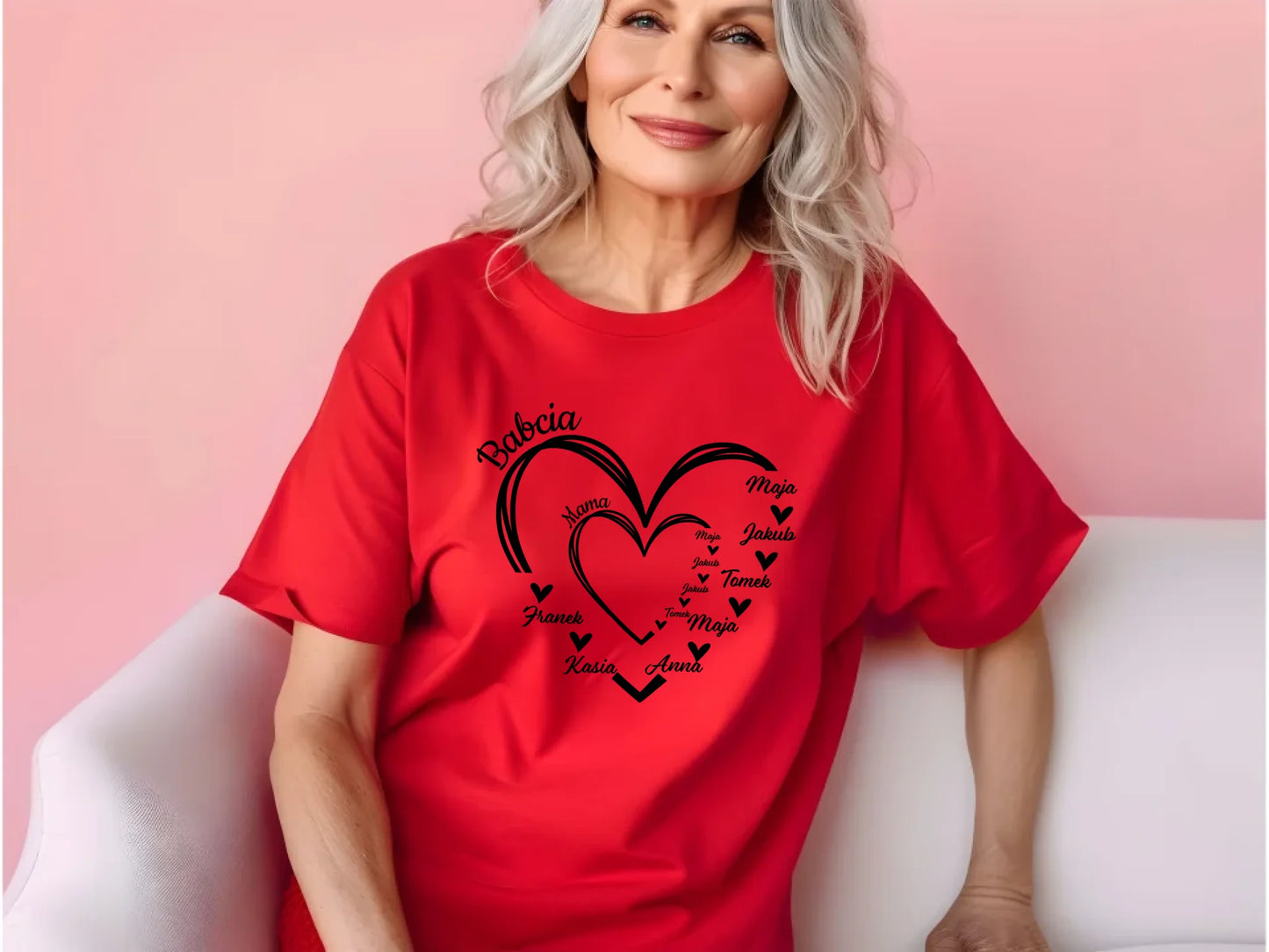 35.Red Comfort Colors 1717 shirt mock-up older ladies C1717 red t-shirt mockup senior female red tshirt mockup grandma womens mock