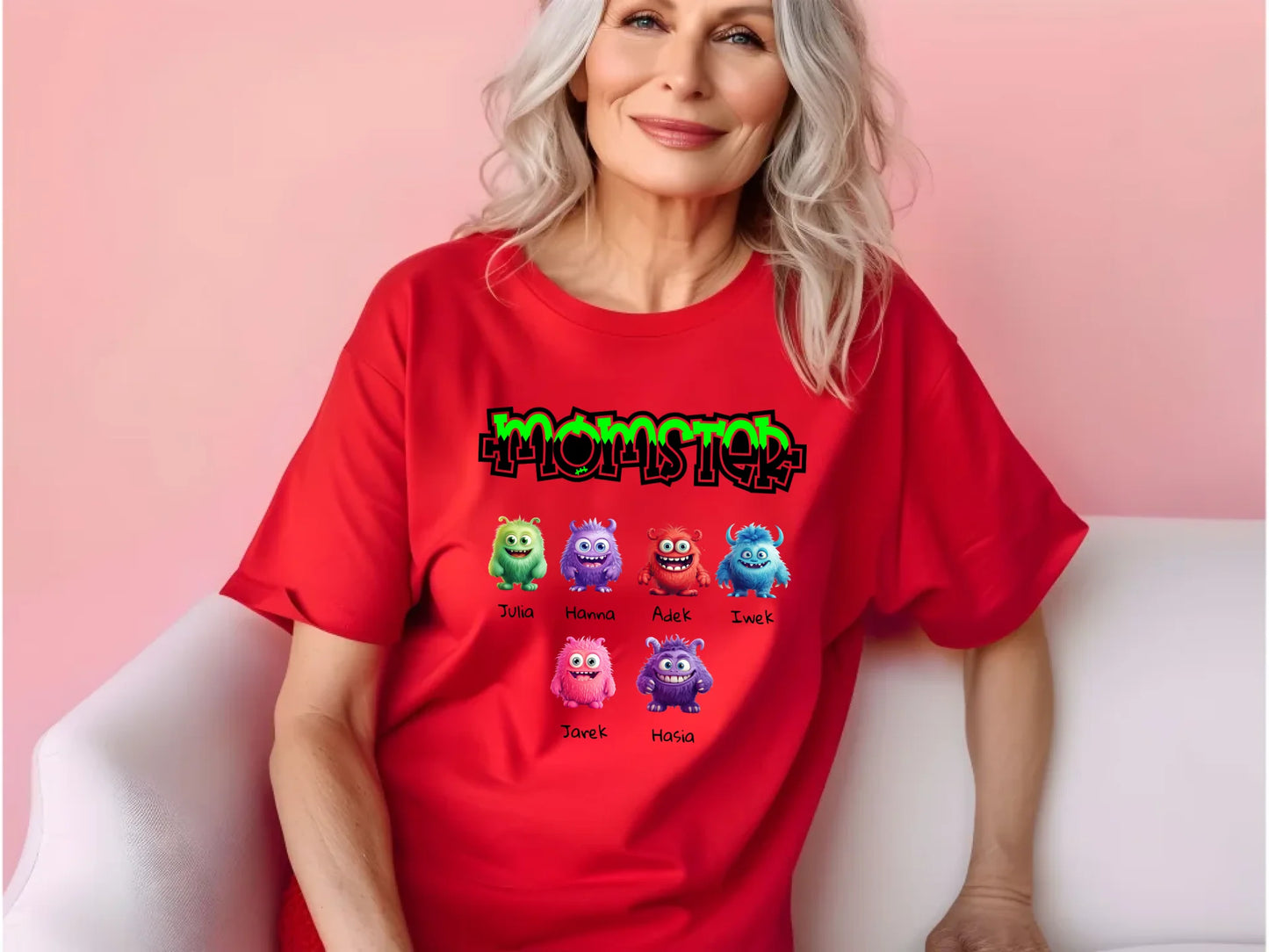 35.Red Comfort Colors 1717 shirt mock-up older ladies C1717 red t-shirt mockup senior female red tshirt mockup grandma womens mock