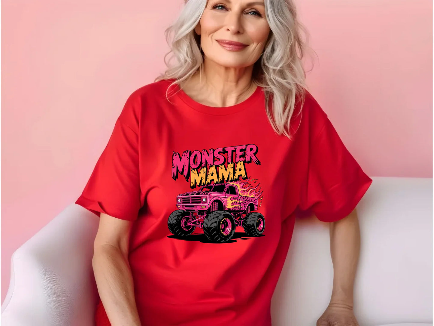 35.Red Comfort Colors 1717 shirt mock-up older ladies C1717 red t-shirt mockup senior female red tshirt mockup grandma womens mock