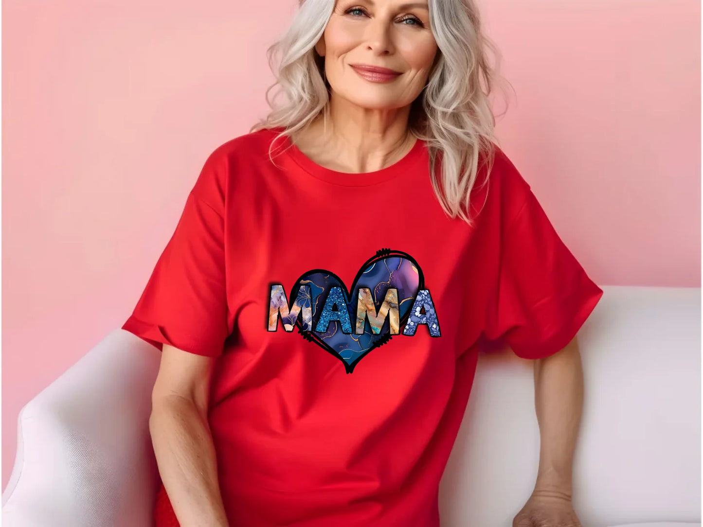 35.Red Comfort Colors 1717 shirt mock-up older ladies C1717 red t-shirt mockup senior female red tshirt mockup grandma womens mock