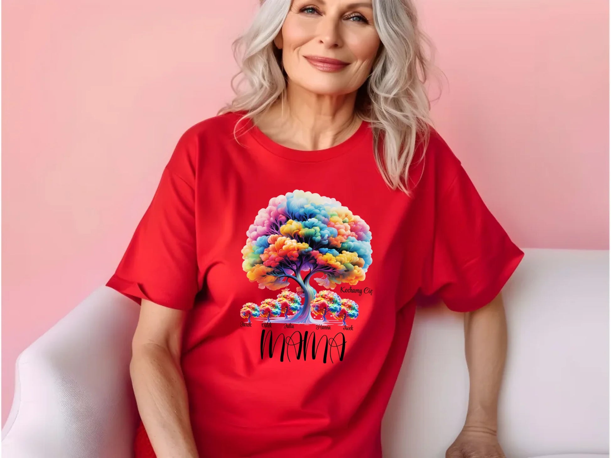35.Red Comfort Colors 1717 shirt mock-up older ladies C1717 red t-shirt mockup senior female red tshirt mockup grandma womens mock